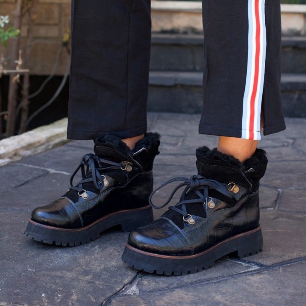 NEW! Free People Eskimo Fur Combat Hiker Moto Boot